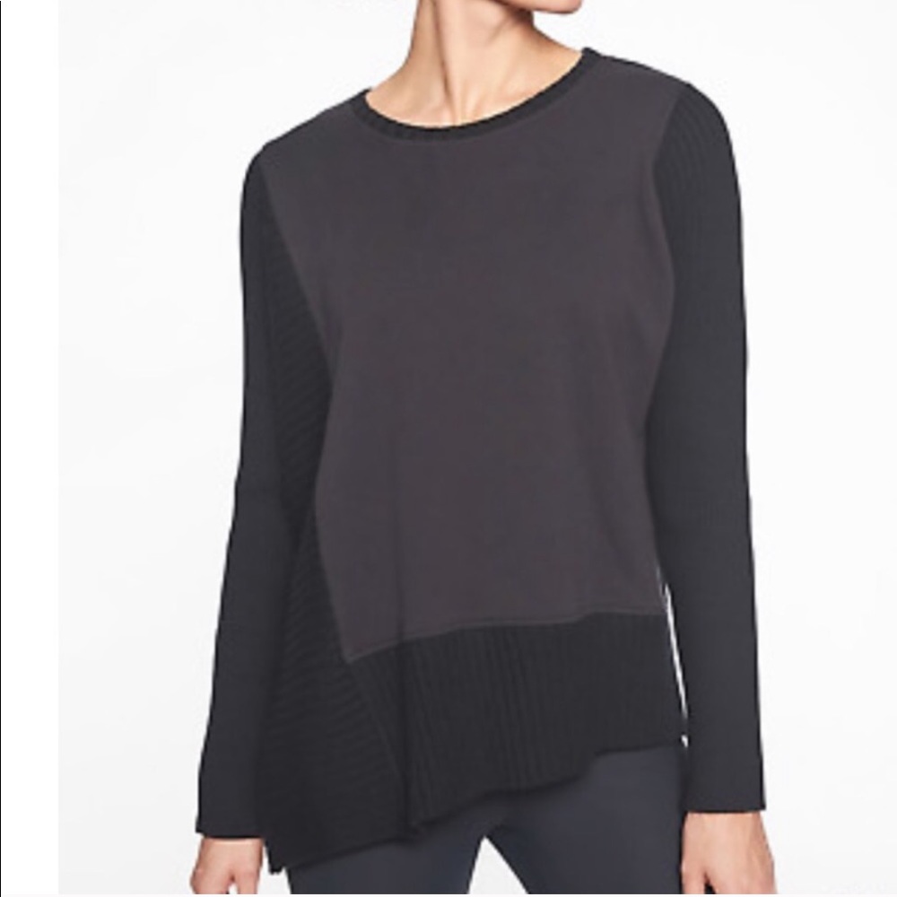 Athleta Bayridge asymmetrical sweater black L